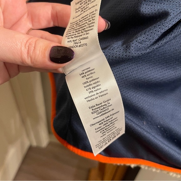 Eddie Bauer Rangefinder Sherpa Fleece Full Zip Up Coat Tan/ Navy size Medium - Picture 11 of 13